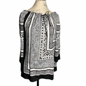 Chico's paisley white and black blouse